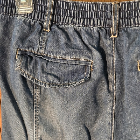 Sanctuary Los Angeles Women's XL Blue Cargo Jeans Elastic Bottom Waist & Hem - Picture 7 of 15